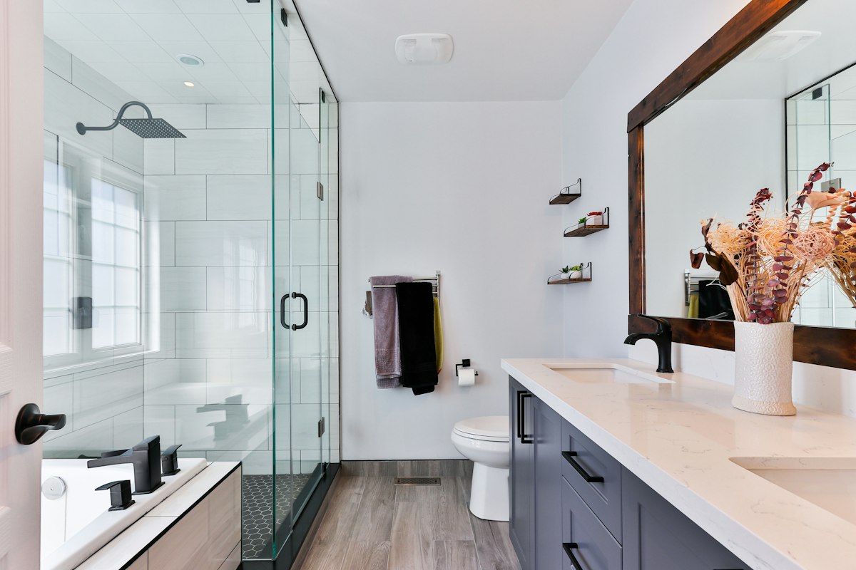 Modern bathroom with fresh plumbing fixtures
